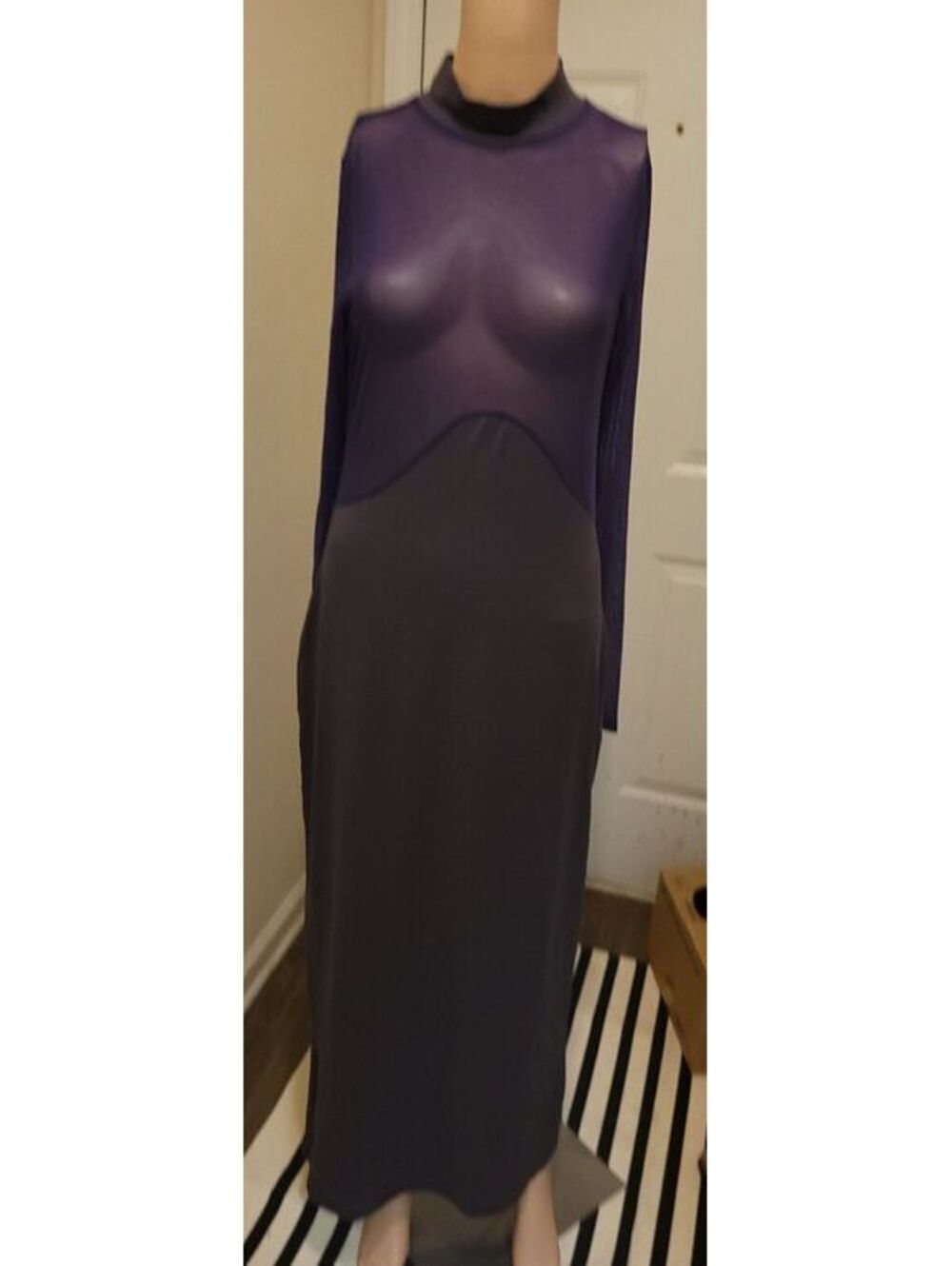 Women's Tfits Purple maxi Sheer Sexy Bodycon dress Size L